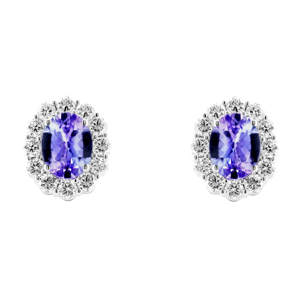 Platinum 2.75ct tanzanite & 1.14ct diamond cluster earrings