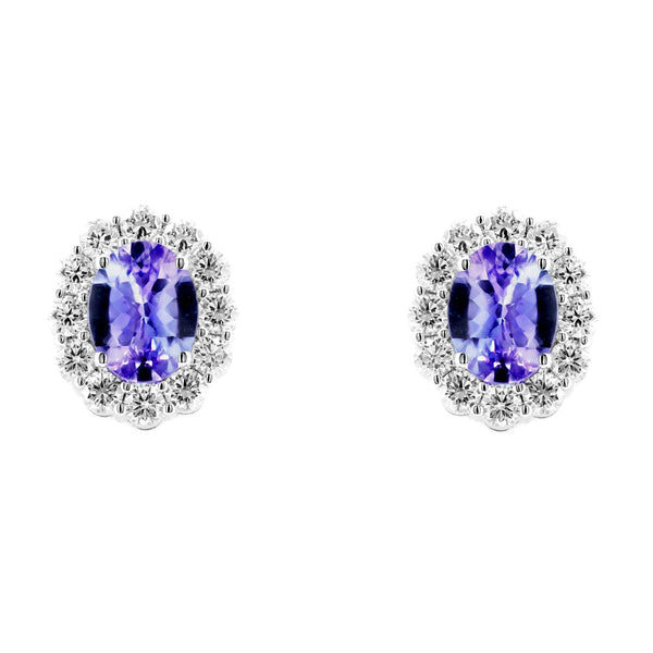Platinum 2.75ct tanzanite & 1.14ct diamond cluster earrings