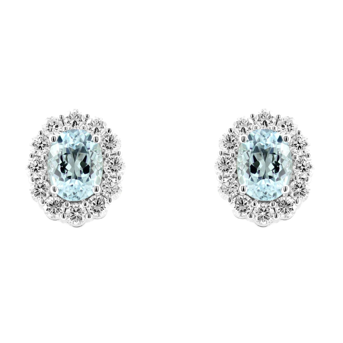 Platinum 1.91ct aquamarine & 1.37ct diamond cluster earrings