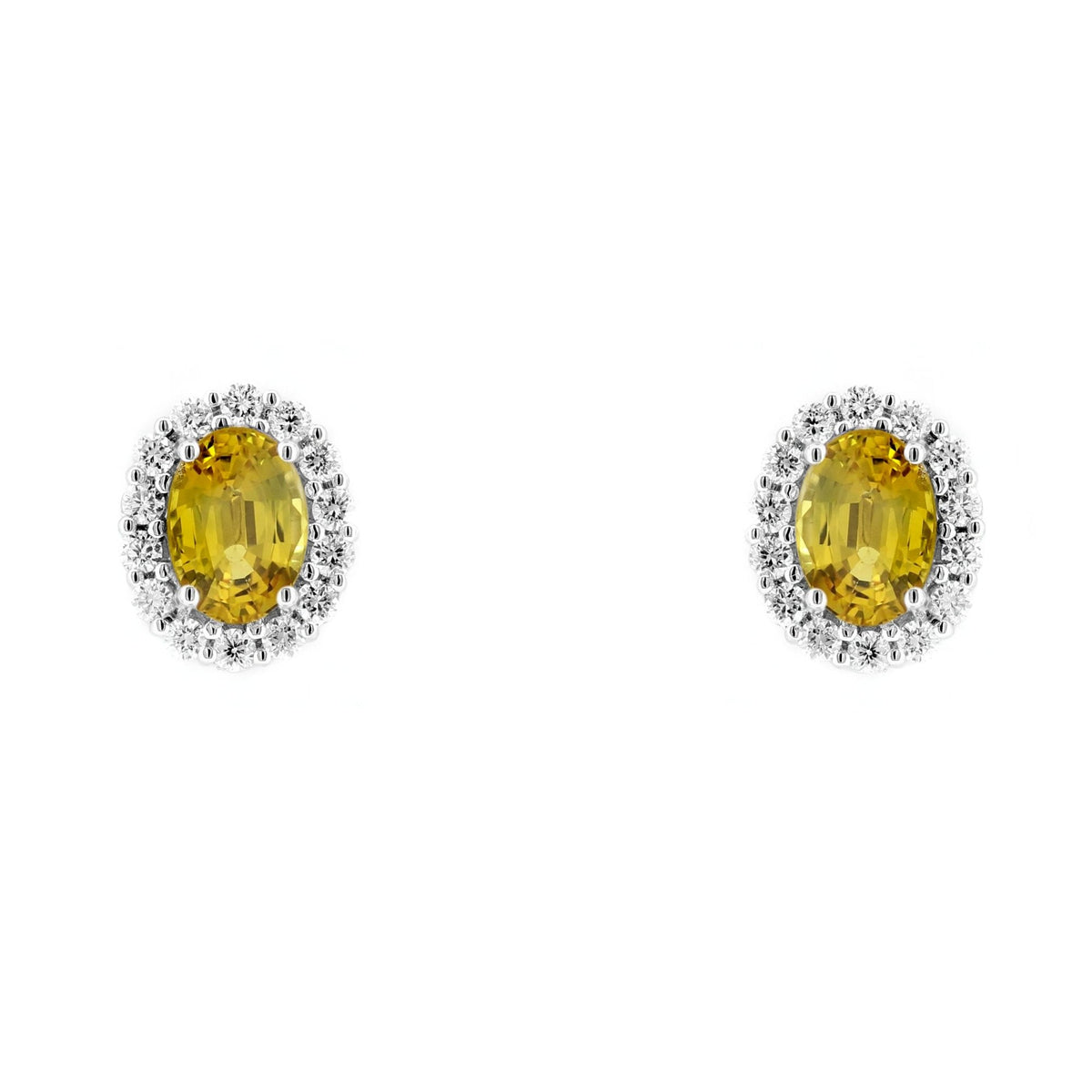 Platinum 1.95ct yellow sapphire & 0.51ct diamond earrings