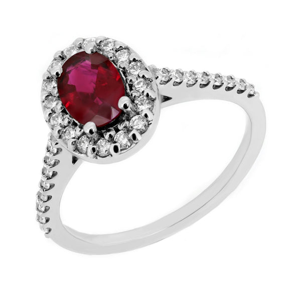 Platinum 0.77ct ruby & 0.40ct diamond cluster ring