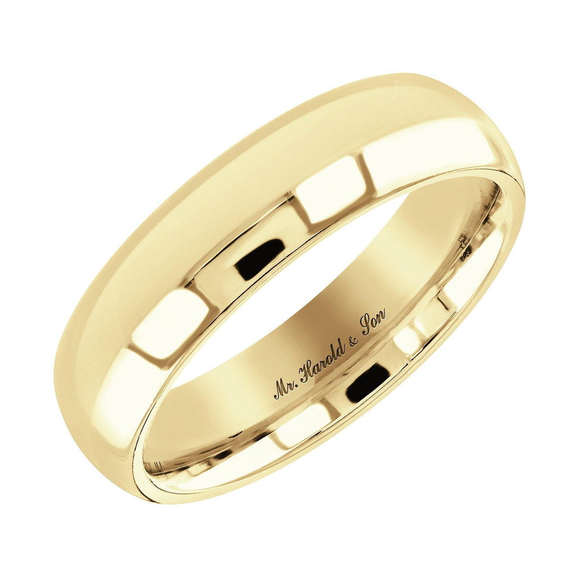 18ct yellow gold 6.0mm medium weight court wedding ring