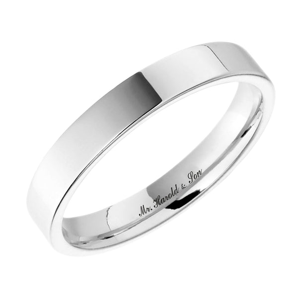 Platinum 4.0mm flat heavy weight court wedding ring