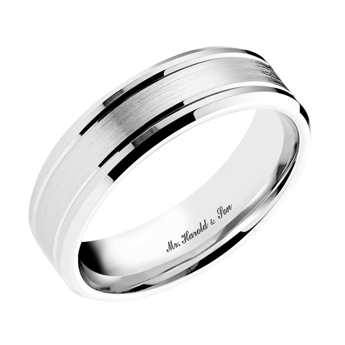 Platinum 6.0mm flat heavy weight court wedding ring