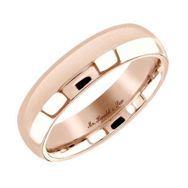 18ct rose gold 6.0mm heavy weight court wedding ring