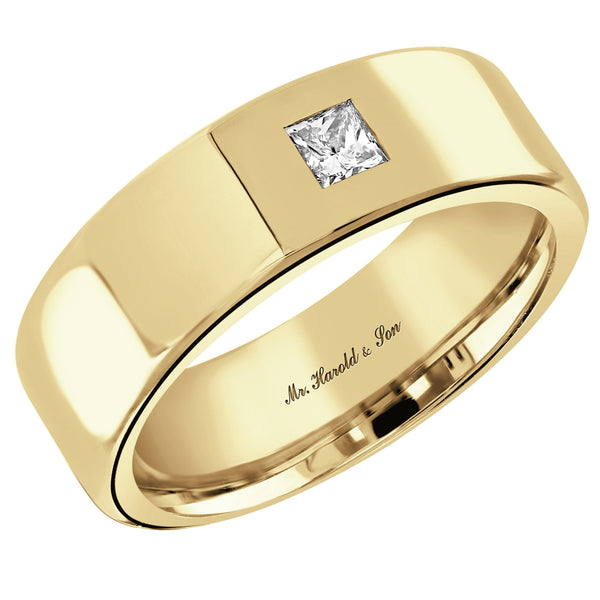 18ct yellow gold 8.0mm 0.30ct diamond extra heavy court ring