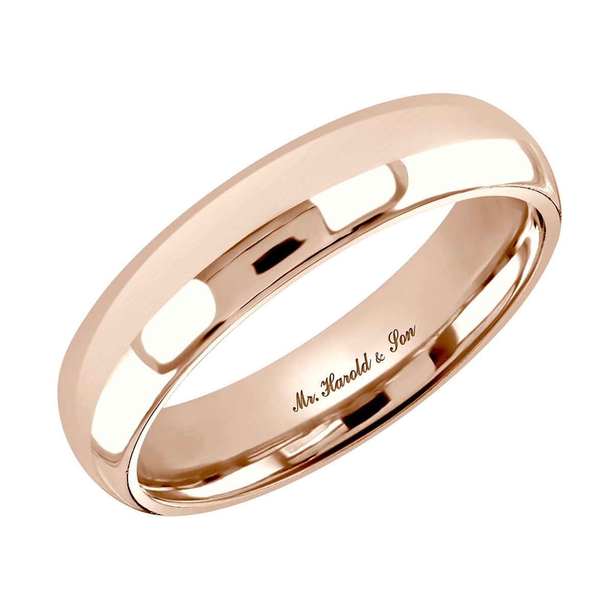 18ct rose gold 5.0mm medium weight court wedding ring