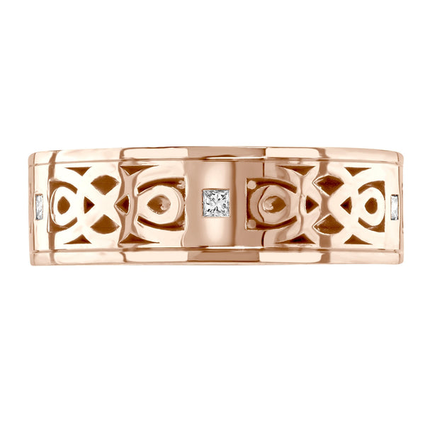 18ct rose gold 7.0mm 0.15ct diamond set Celtic wedding ring