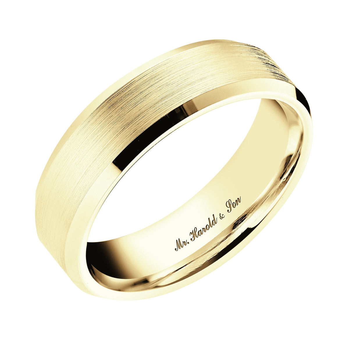 18ct yellow gold 6.0mm flat heavy weight court wedding ring