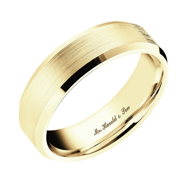 18ct yellow gold 6.0mm flat heavy weight court wedding ring