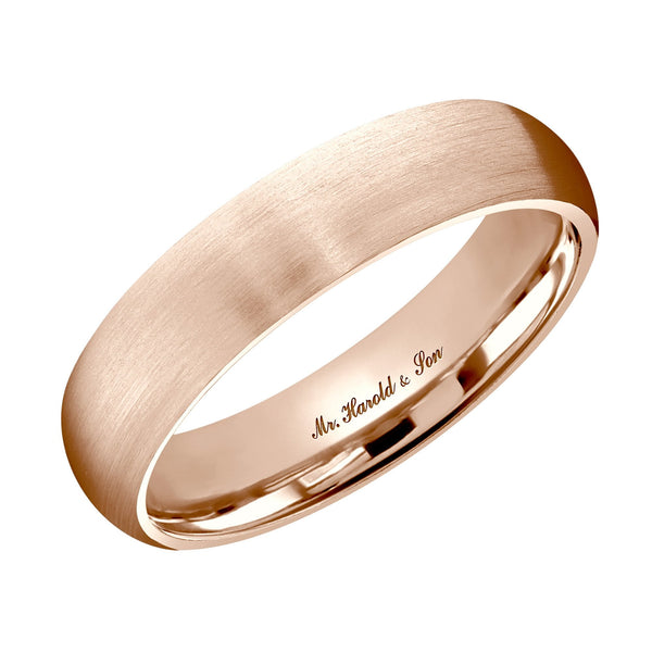 18ct rose gold 5.0mm satin medium weight court wedding ring