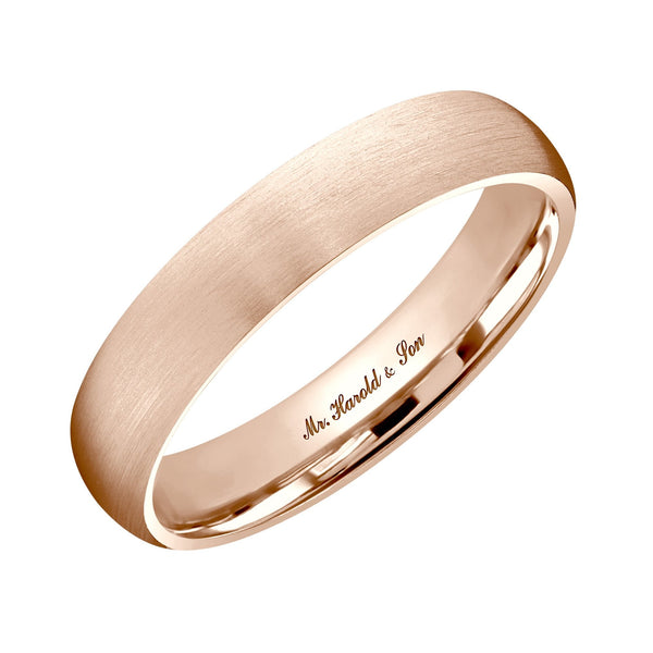18ct rose gold 4.0mm satin medium weight court wedding ring