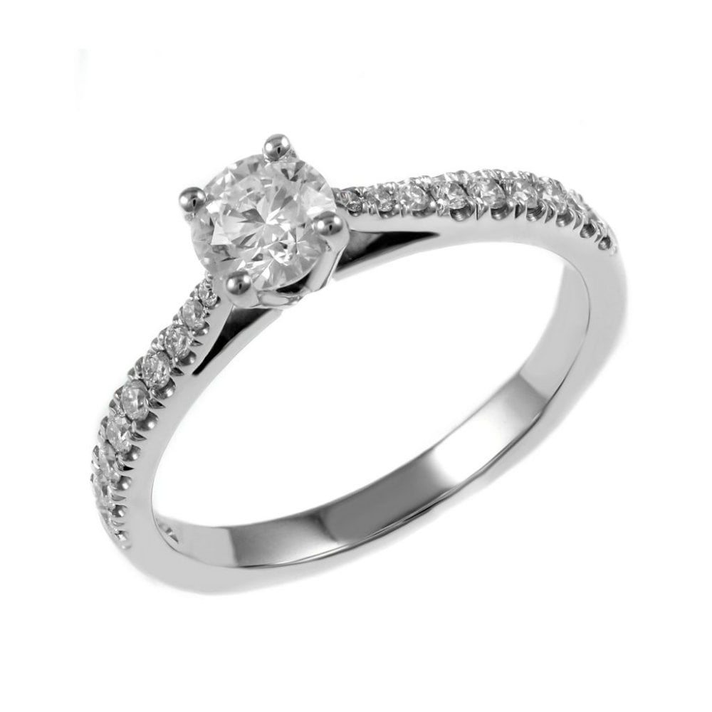 Platinum 0.60ct F VS2 GIA round brilliant cut diamond ring