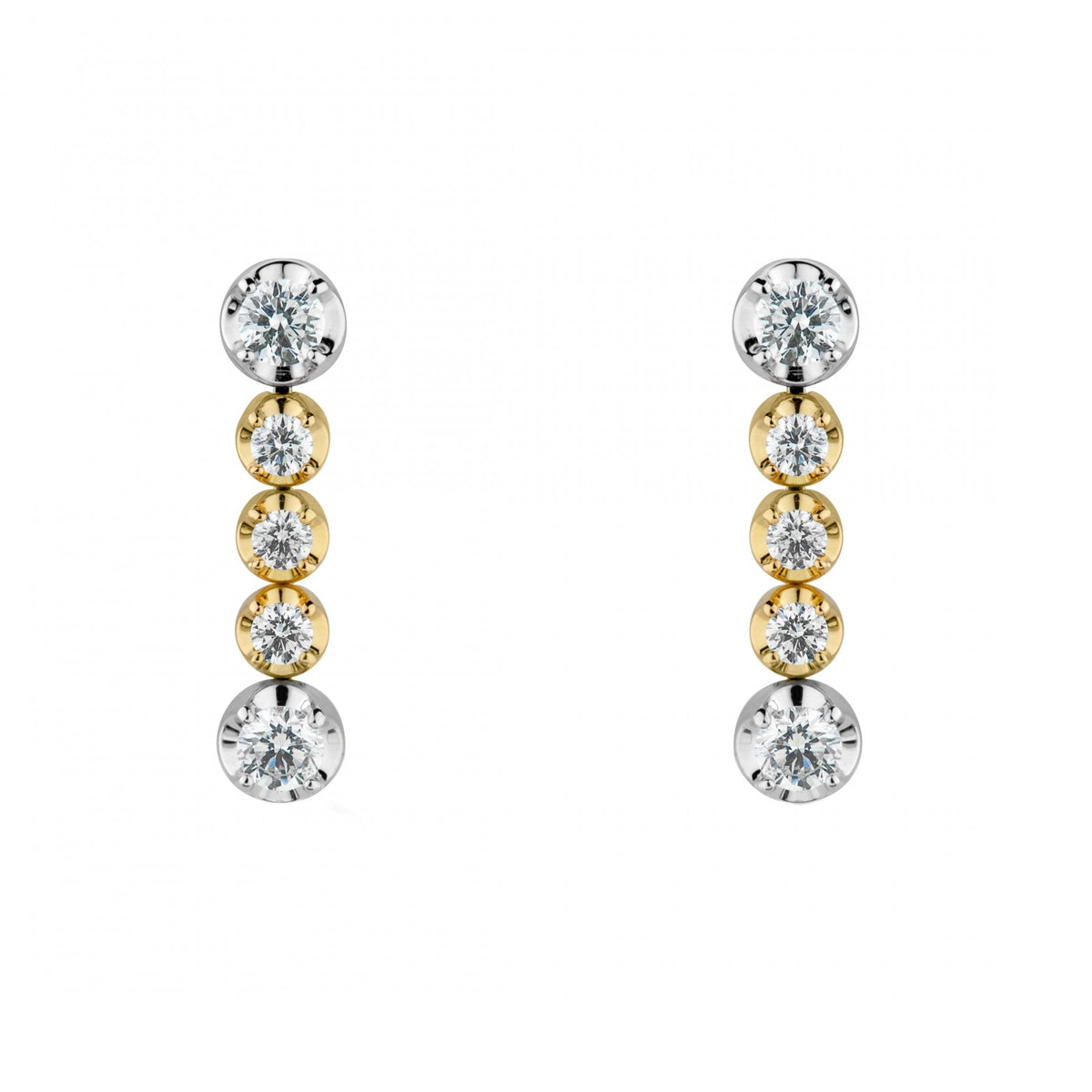18ct yellow & white gold 0.60ct round diamond drop earrings