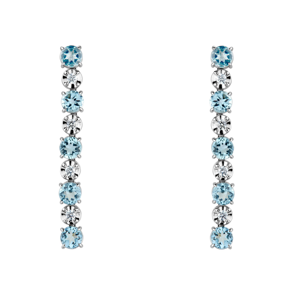 18ct white gold 2.50ct aquamarine & 0.20ct diamond drop earrings