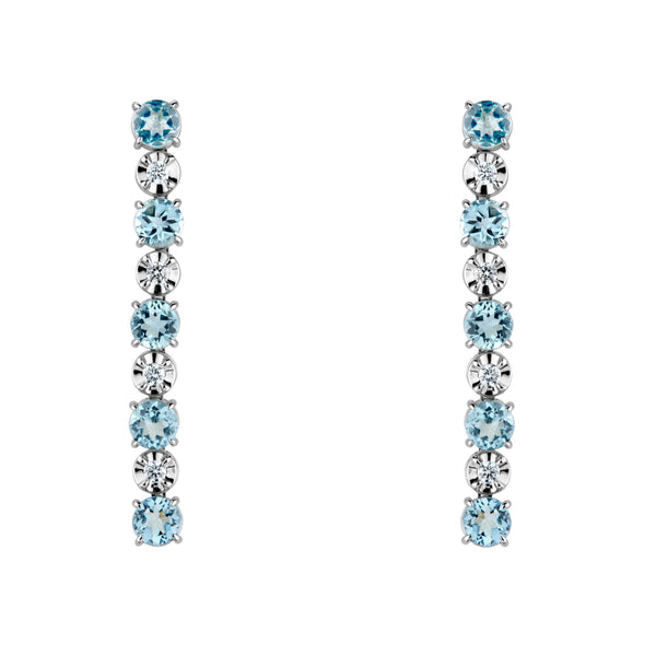 18ct white gold 2.50ct aquamarine & 0.20ct diamond drop earrings