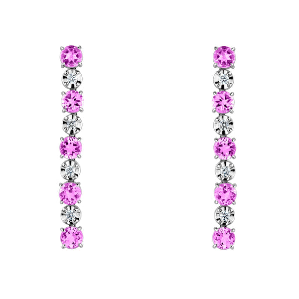 18ct white gold 3.40ct pink sapphire & 0.20ct diamond earrings