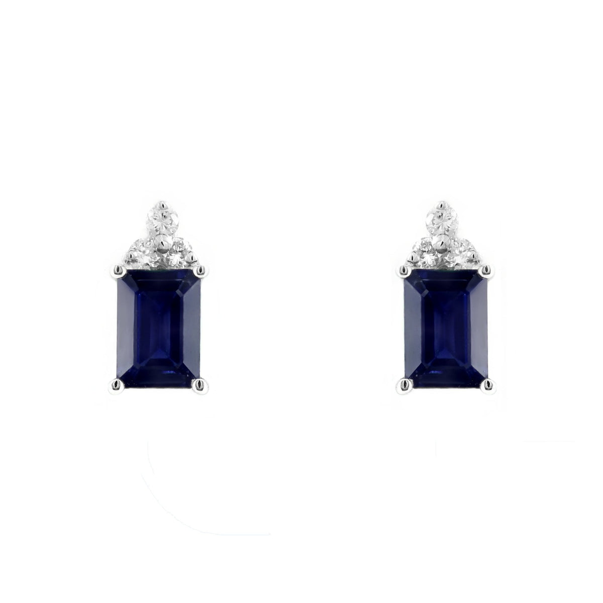 Platinum 1.16ct sapphire & 0.13ct diamond stud earrings
