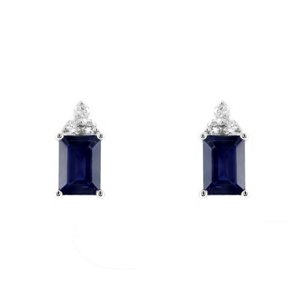 Platinum 1.16ct sapphire & 0.13ct diamond stud earrings