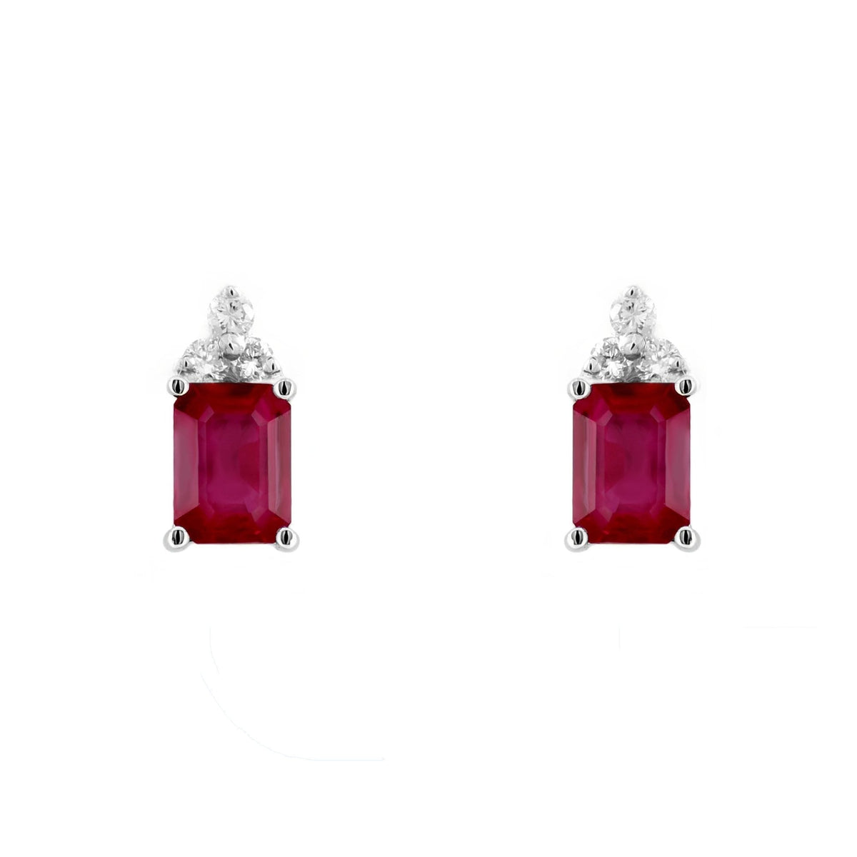 Platinum 1.37ct ruby & 0.11ct diamond stud earrings