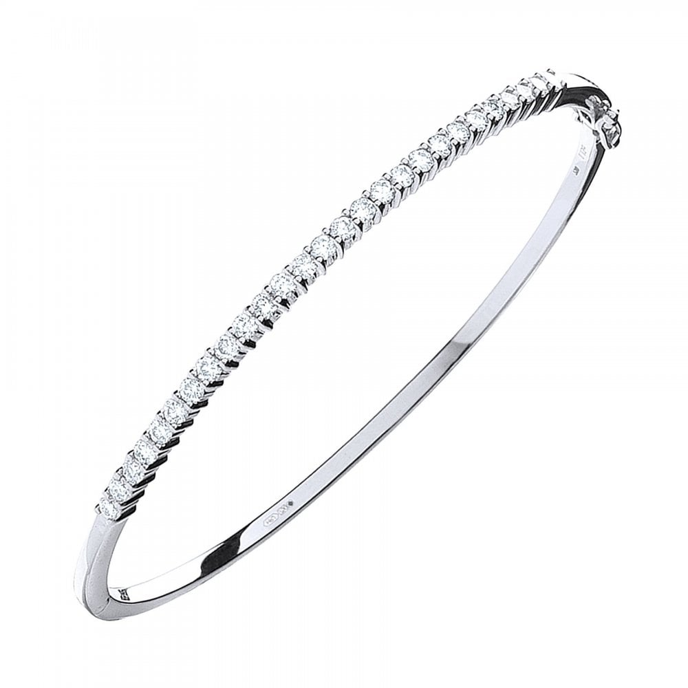 9ct white gold 1.10ct round brilliant cut diamond bangle