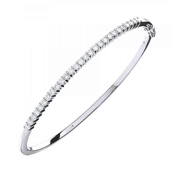 9ct white gold 1.10ct round brilliant cut diamond bangle