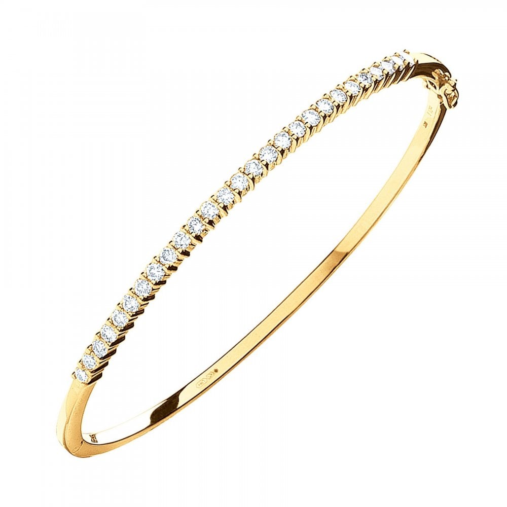 9ct yellow gold 1.10ct round brilliant cut diamond bangle