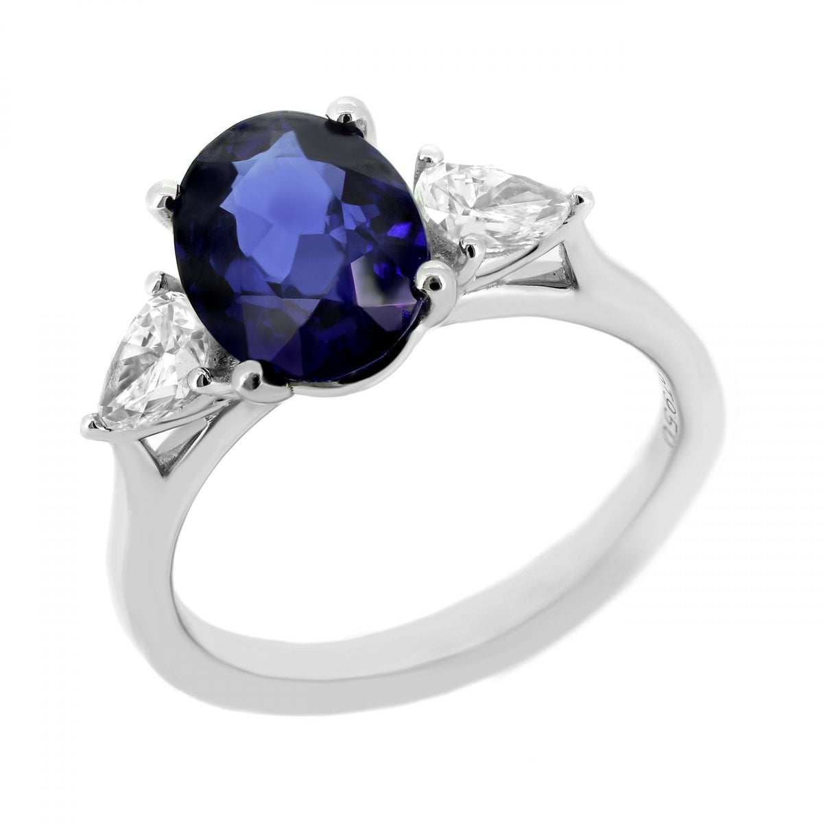 Platinum 3.06ct sapphire & 0.65ct diamond ring