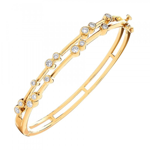 18ct yellow gold 1.00ct round brilliant diamond two row bangle