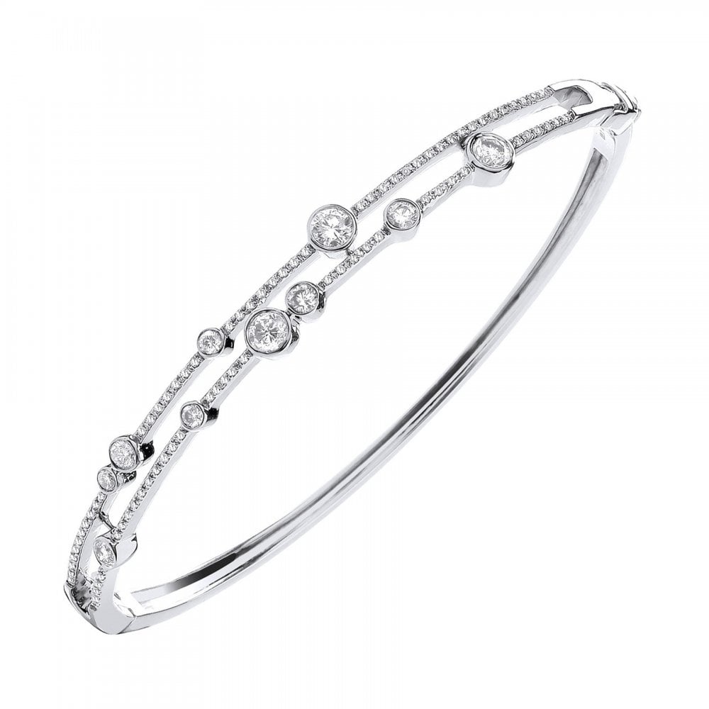 18ct white gold 1.00ct round brilliant cut diamond bangle
