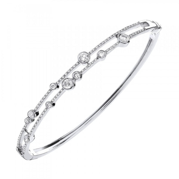 18ct white gold 1.00ct round brilliant cut diamond bangle