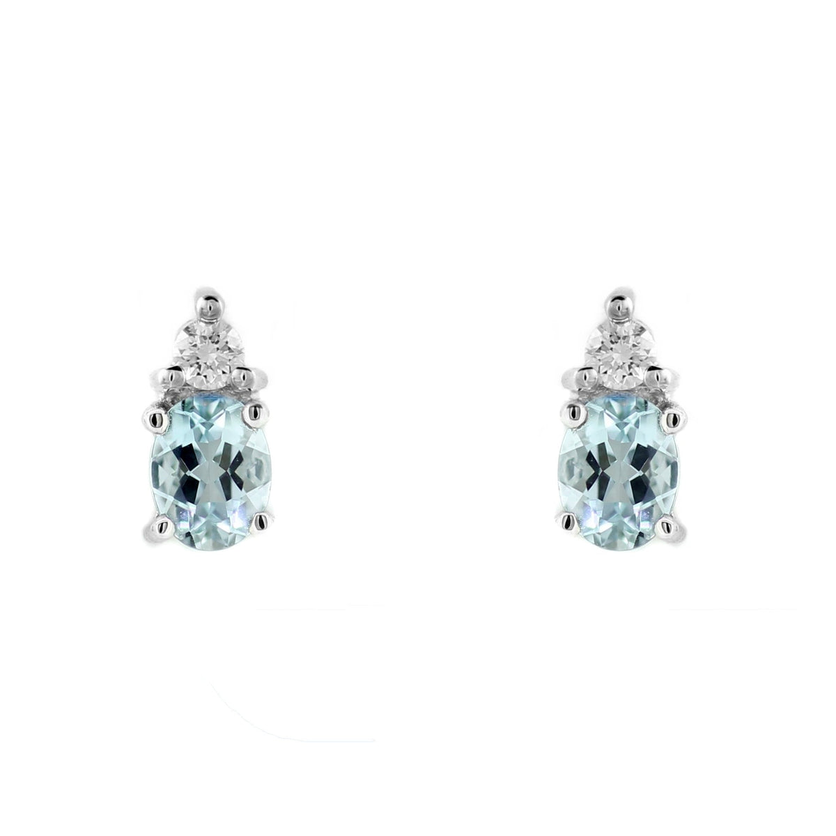 Platinum 0.75ct aquamarine & 0.16ct diamond stud earrings