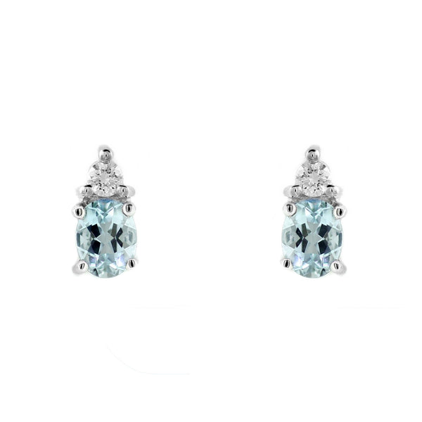 Platinum 0.75ct aquamarine & 0.16ct diamond stud earrings