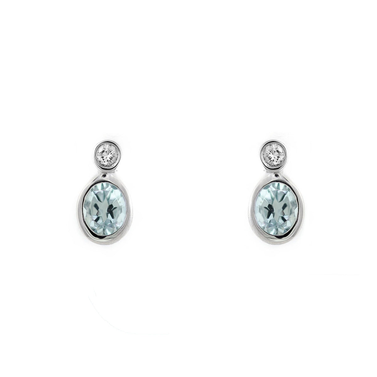 Platinum 0.43ct aquamarine & 0.07ct diamond stud earrings