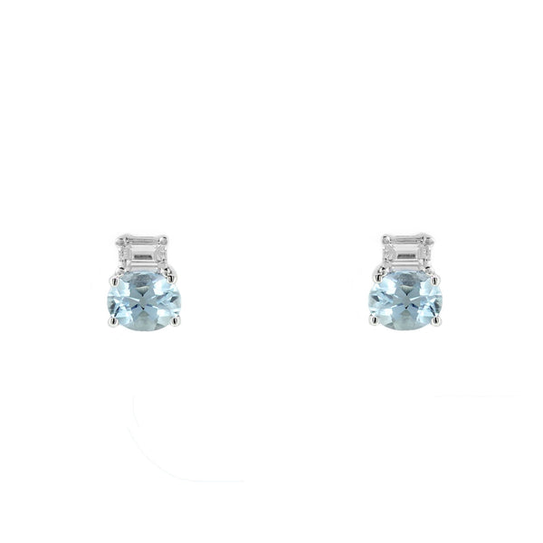 18ct white gold 0.96ct aquamarine & 0.25ct diamond stud earrings