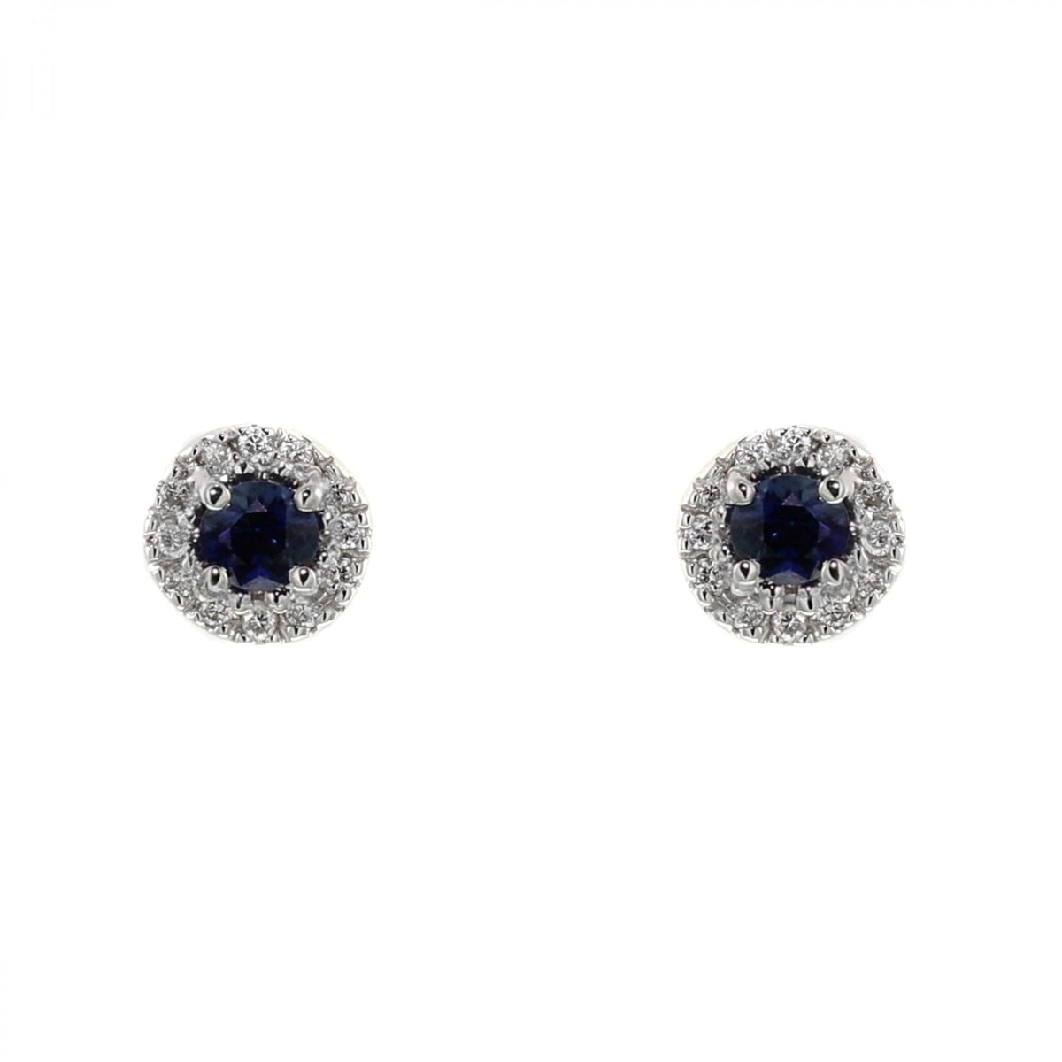 Platinum 0.41ct sapphire & 0.11ct diamond stud earrings