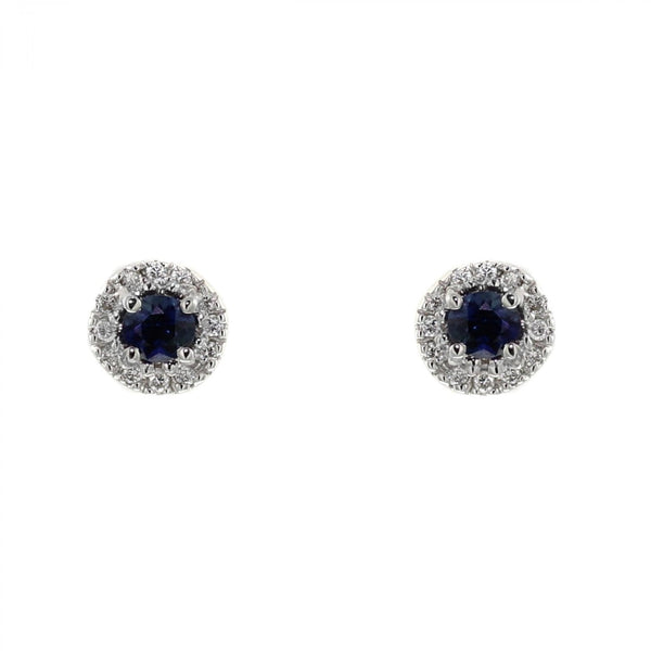 Platinum 0.41ct sapphire & 0.11ct diamond stud earrings
