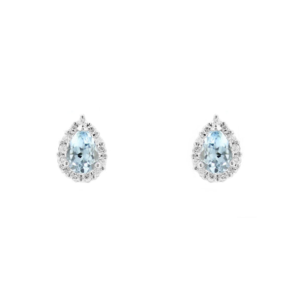 Platinum 0.78ct aquamarine & 0.23ct diamond earrings