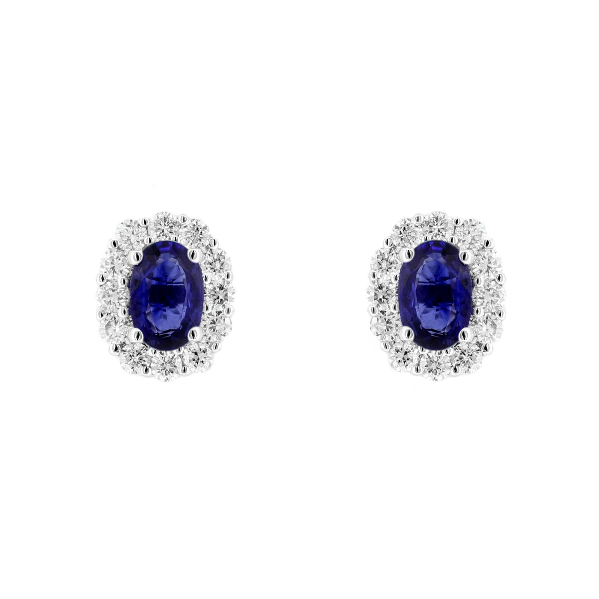 Platinum 1.31ct sapphire & 0.50ct diamond cluster earrings