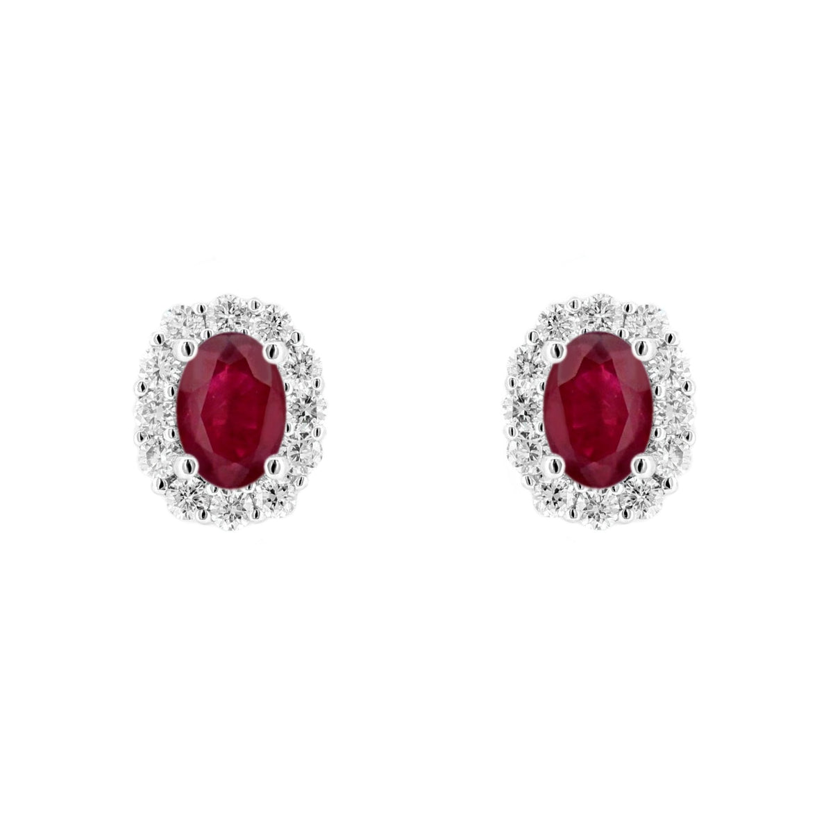 Platinum 1.00ct ruby & 0.54ct diamond cluster earrings