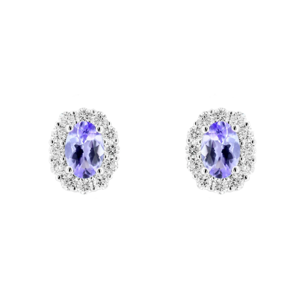 18ct white gold 1.02ct tanzanite & 0.52ct diamond earrings
