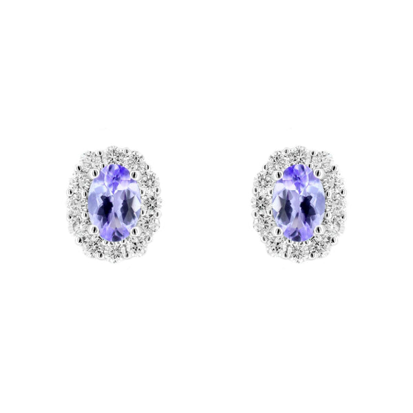 18ct white gold 1.02ct tanzanite & 0.52ct diamond earrings