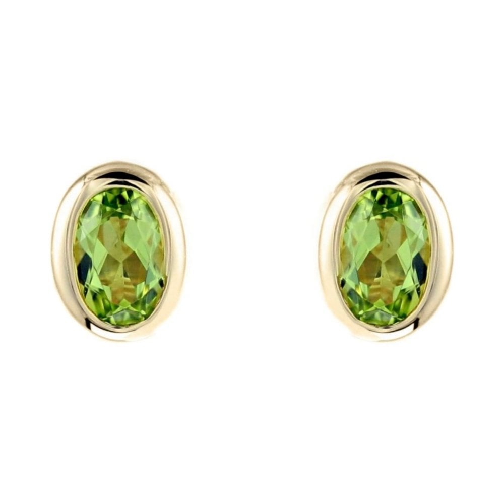 9ct yellow gold 7mm x 5mm oval peridot stud earrings