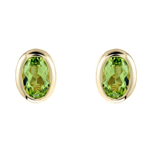 9ct yellow gold 7mm x 5mm oval peridot stud earrings