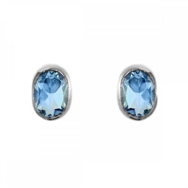 9ct white gold oval 7mm x 5mm aquamarine stud earrings