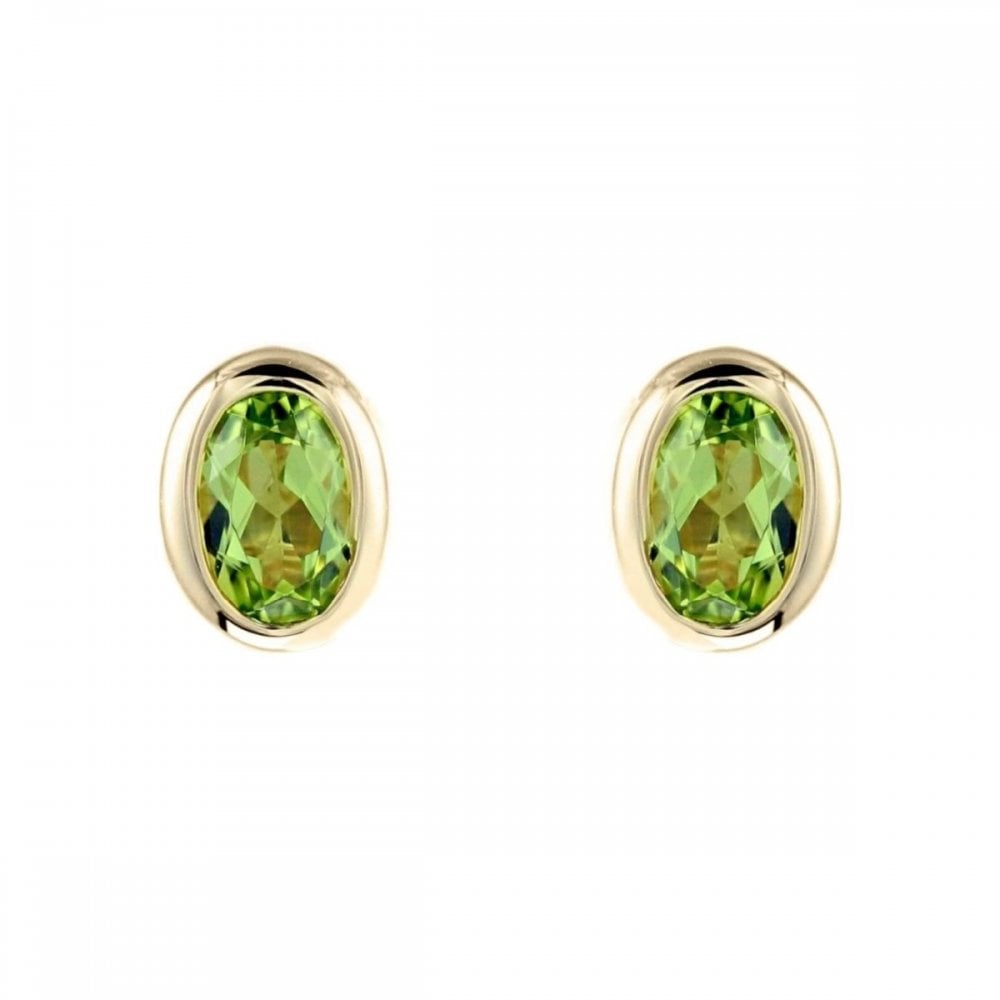 9ct yellow gold 6mm x 4mm oval peridot stud earrings