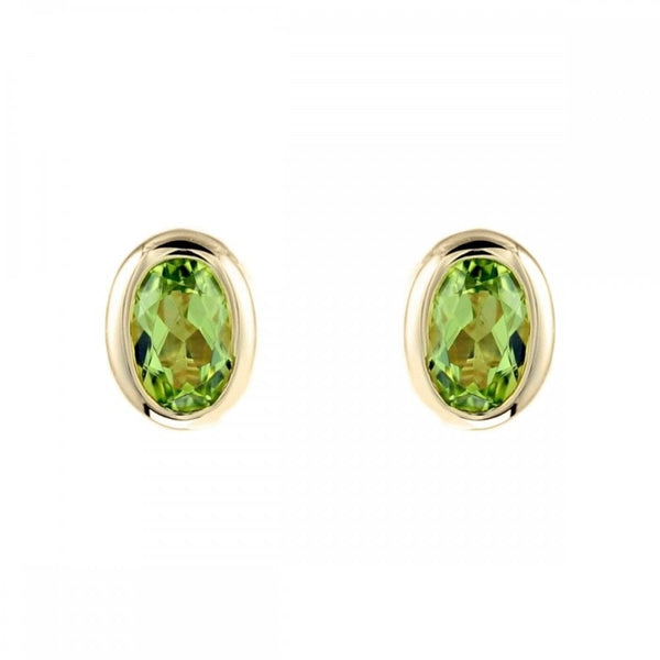 9ct yellow gold 6mm x 4mm oval peridot stud earrings