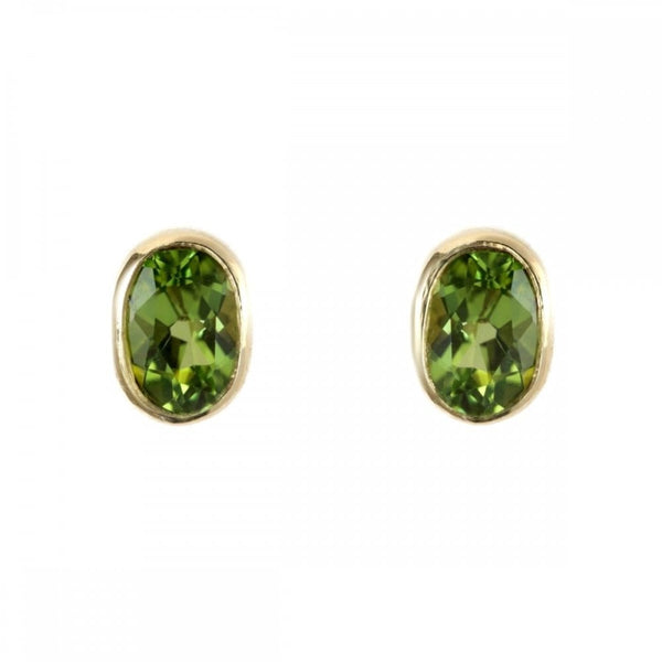 9ct yellow gold 7mm x 5mm oval peridot stud earrings