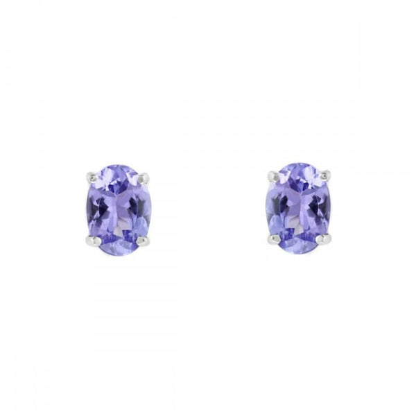 9ct white gold 7mm x 5mm oval tanzanite stud earrings