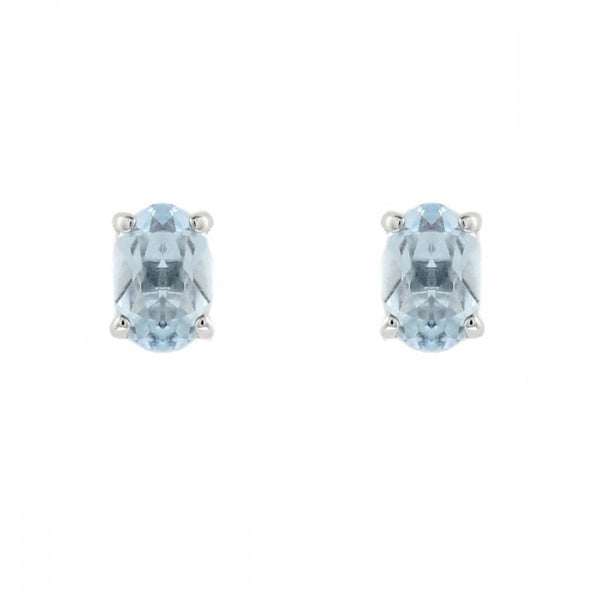 9ct white gold 6mm x 4mm aquamarine stud earrings